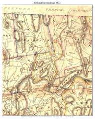 Gill, Massachusetts 1832 Old Town Map Custom Print - Franklin Co.