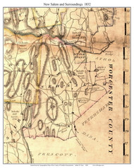 New Salem, Massachusetts 1832 Old Town Map Custom Print - Franklin Co.