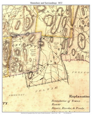 Shutesbury, Massachusetts 1832 Old Town Map Custom Print - Franklin Co.