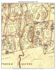 Sunderland, Massachusetts 1832 Old Town Map Custom Print - Franklin Co.