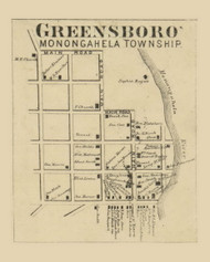 Greensboro Village, Monongahela Township, Pennsylvania 1865 Old Town Map Custom Print - Greene Co.