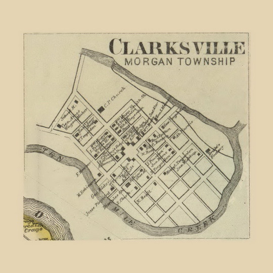 Clarksville, Township, Pennsylvania 1865 Old Town Map Custom