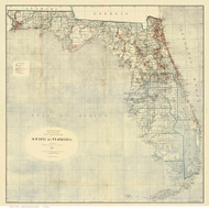 Florida 1893 Dinsmore - Old State Map Reprint