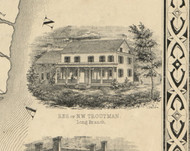 Troutman Residence in Long Branch - , New Jersey 1851 Old Town Map Custom Print - Monmouth Co.