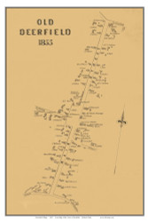 Deerfield Village, Massachusetts 1855 Old Village Map Custom Print - Excerpt from Deerfield Town Map