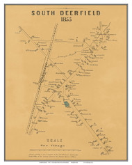 South Deerfield, Massachusetts 1855 Old Village Map Custom Print - Excerpt from Deerfield Town Map