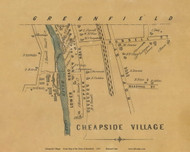 Cheapside Village, Massachusetts 1855 Old Village Map Custom Print - Excerpt from Deerfield Town Map