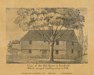 View of the Old-House in Deerfield, Massachusetts 1855 Old Village Map Custom Print - Excerpt from Deerfield Town Map