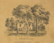 Orthodox Parsonage, Massachusetts 1855 Old Village Map Custom Print - Excerpt from Deerfield Town Map