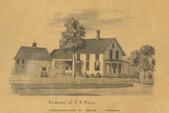 Residence of C. A. Pierce, Massachusetts 1855 Old Village Map Custom Print - Excerpt from Deerfield Town Map