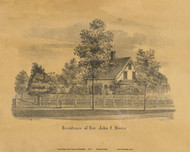 Residence of Rev. John F Moors, Massachusetts 1855 Old Village Map Custom Print - Excerpt from Deerfield Town Map