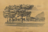 Residence of M. Stebbins, Massachusetts 1855 Old Village Map Custom Print - Excerpt from Deerfield Town Map