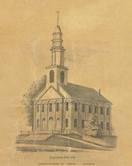 Unitarian Church, Massachusetts 1855 Old Village Map Custom Print - Excerpt from Deerfield Town Map