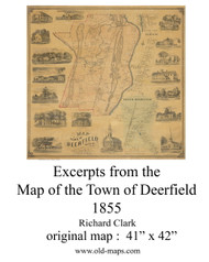 Intro Sheet, Massachusetts 1855 Old Village Map Custom Print - Excerpt from Deerfield Town Map