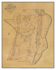 Deerfield Town, Massachusetts 1855 Old Village Map Custom Print - Excerpt from Deerfield Town Map