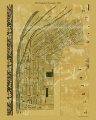 Huntingdon Borough, Pennsylvania 1856 Old Town Map Custom Print - Huntingdon Co.