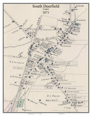 South Deerfield Center, Massachusetts 1871 Old Town Map Reprint - Franklin Co.