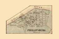 Philipsburg Village (now Monaca), Moon Township, Pennsylvania 1860 Old Town Map Custom Print - Lawrence - Beaver Co.