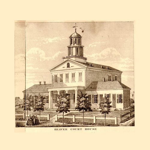 Beaver County Court House Pennsylvania 1860 Old Town Map Custom Print