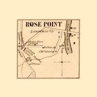 Rose Point Village, Slippery Rock Township, Pennsylvania 1860 Old Town Map Custom Print - Lawrence Co.