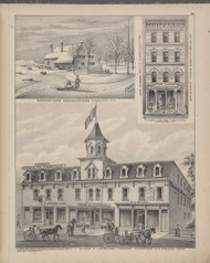 Washington's Headquarters, John Flanagan Plumber and Eager & Lawrence 89, New York 1875 - Old Town Map Reprint - Orange Co. Atlas