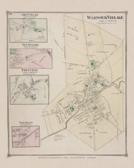 Warwick Warwick Village Amity Village New Milford Edenville Pine Island 148, New York 1875 - Old Town Map Reprint - Orange Co. Atlas