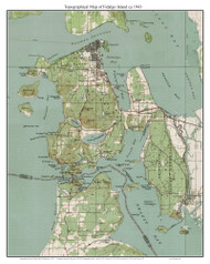 Fidalgo Island 1943 - Custom USGS Old Topo Map - Washington State 15x15