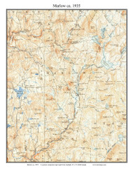 Marlow 1935 - Custom USGS Old Topo Map - New Hampshire Cheshire Co. Towns