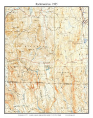 Richmond 1935 - Custom USGS Old Topo Map - New Hampshire Cheshire Co. Towns