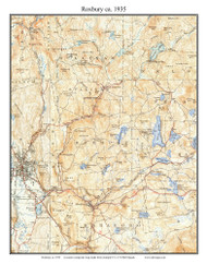 Roxbury 1935 - Custom USGS Old Topo Map - New Hampshire Cheshire Co. Towns