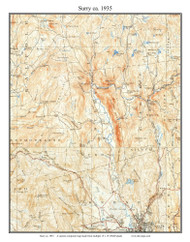 Surry 1935 - Custom USGS Old Topo Map - New Hampshire Cheshire Co. Towns