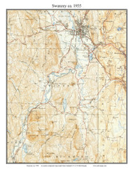 Swanzey 1935 - Custom USGS Old Topo Map - New Hampshire Cheshire Co. Towns