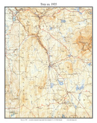 Troy 1935 - Custom USGS Old Topo Map - New Hampshire Cheshire Co. Towns