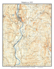 Walpole 1935 - Custom USGS Old Topo Map - New Hampshire Cheshire Co. Towns