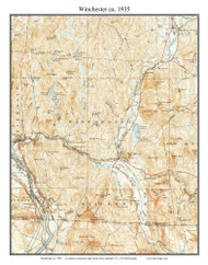 Winchester 1935 - Custom USGS Old Topo Map - New Hampshire Cheshire Co. Towns