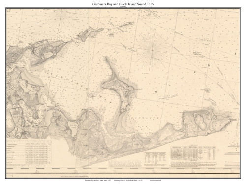 Gardiners Bay & Block Island Sound 1855 - New York 80,000 Scale Custom ...