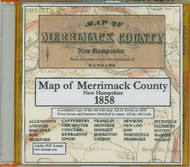 Map of Merrimack County, New Hampshire, 1858, CDROM Old Map