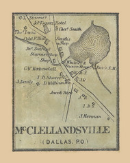 McClellandsville, Dallas Post Office Township, Pennsylvania 1864 Old Town Map Custom Print - Luzerne Co.