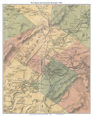 Scranton and Providence Township, Pennsylvania 1864 Old Town Map Custom Print - Luzerne Co.