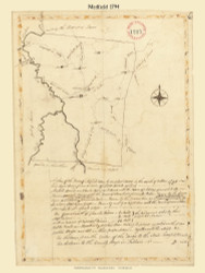 Medfield, Massachusetts 1794 Old Town Map Reprint - Roads Place Names  Massachusetts Archives
