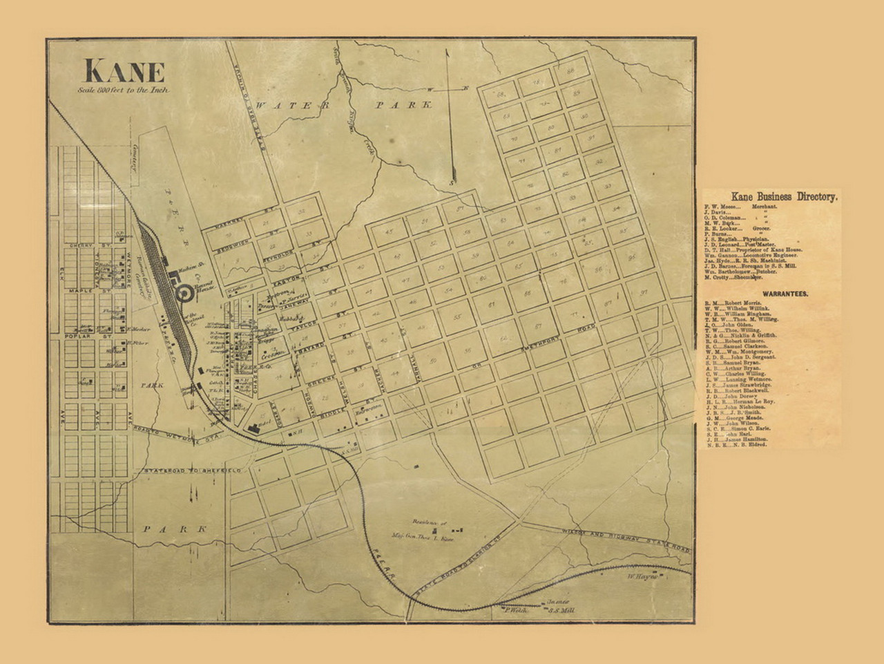Kane Village, Wetmore Township, Pennsylvania 1871 Old Town Map Custom