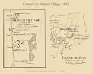 Canterbury Shaker Village Custom, New Hampshire 1892 Old Town Map Reprint - Hurd State Atlas Merrimack