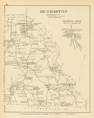 Dunbarton Town Custom, New Hampshire 1892 Old Town Map Reprint - Hurd State Atlas Merrimack