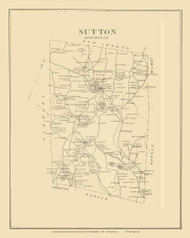 Sutton Town Custom, New Hampshire 1892 Old Town Map Reprint - Hurd State Atlas Merrimack