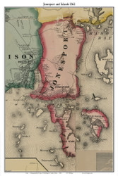 Jonesport and Islands - Beals, Great Wass Island, Maine 1861 Old Town Map Custom Print - Washington Co.