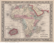 1863 Map of Africa by Mitchell