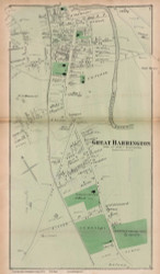 Great Barrington Village, Massachusetts 1876 Old Town Map Reprint - Berkshire Co.