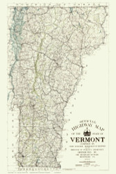 Vermont 1923 - Highway Map - Old State Map Reprint
