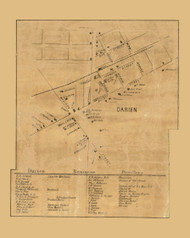 Darien Village, Wisconsin 1857 Old Town Map Custom Print - Walworth Co.