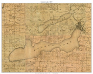 Geneva Lake, Wisconsin 1857 Old Town Map Custom Print - Walworth Co.